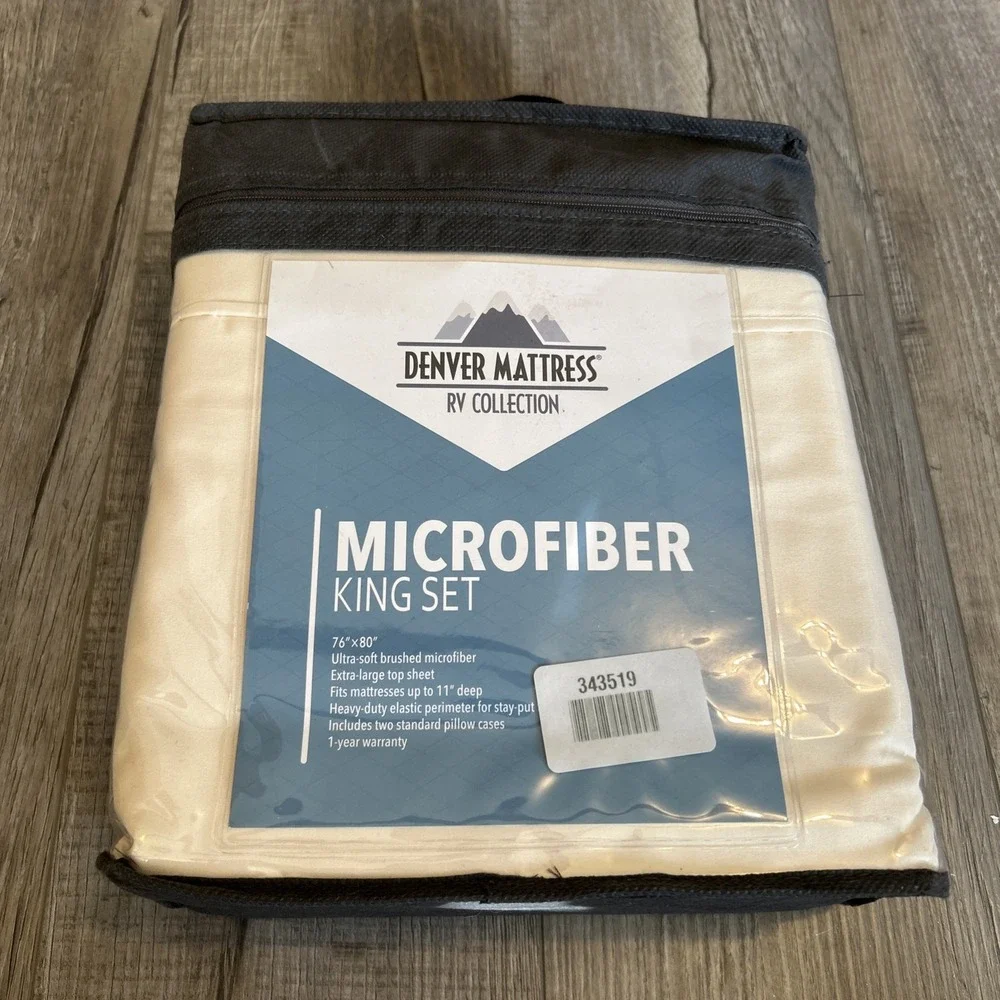 DENVER MATTRESS RV CAMPER MICROFIBER KING SHEET SET 343519 IVORY 76